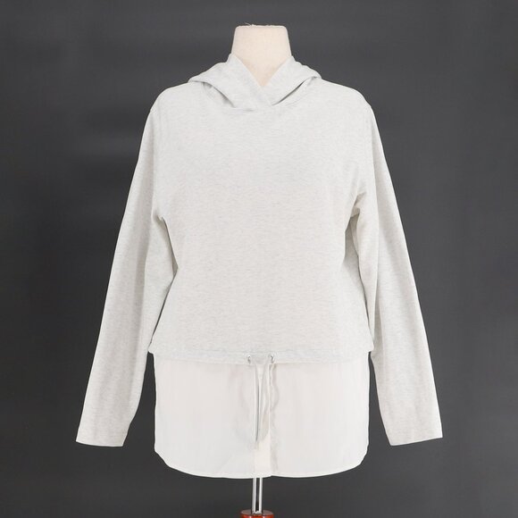 ATHLETA Hybrid Gallery Hoodie Top Mixed Media Gray/White Size L - Picture 3 of 8